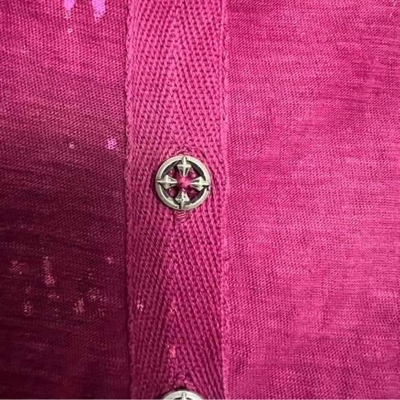 Affliction 90s Burgundy Long Sleeve Hoodie Spell Out Top Embellished Angel Wings - Picture 9 of 15